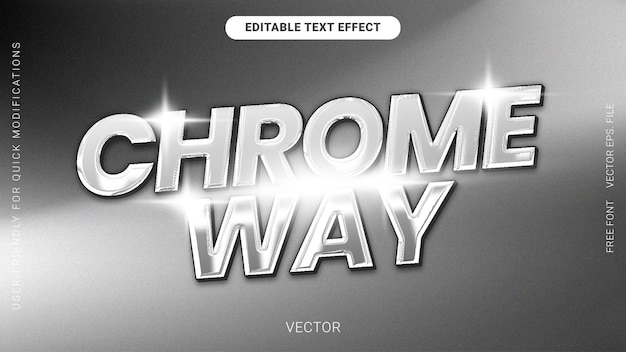 chrome way editable text effect chrome grainy dynamic style vector