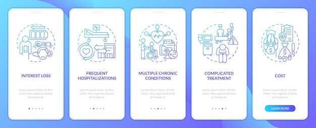 chronic care management challenges blue gradient onboarding mobile app screen