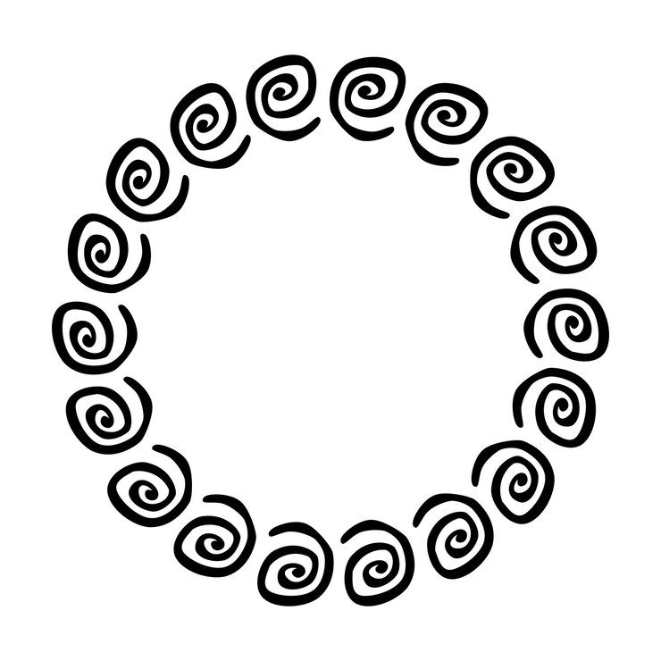 Vektör çin çerçevesi daire şekli basit vektör doodle el çizimi taslak