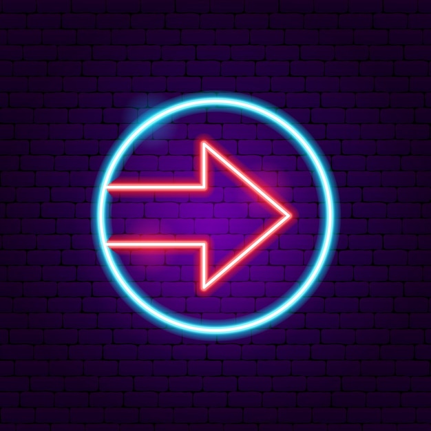 Circle Arrow Neon Sign. Vector Illustration of Direction Promotion.