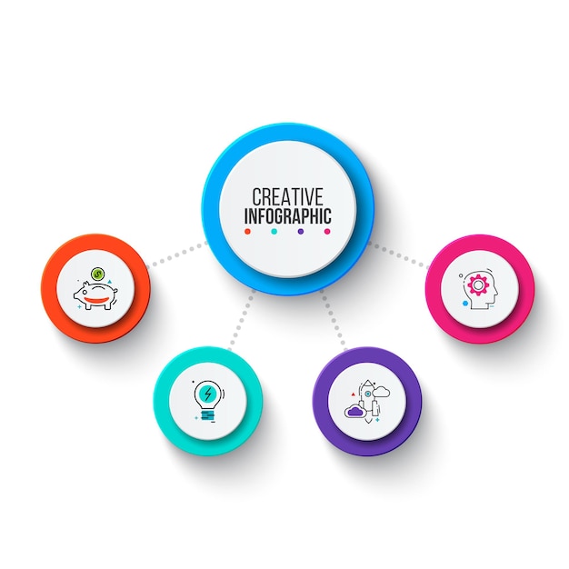 circle business graphic elements business process infographics with 4 steps parts or options