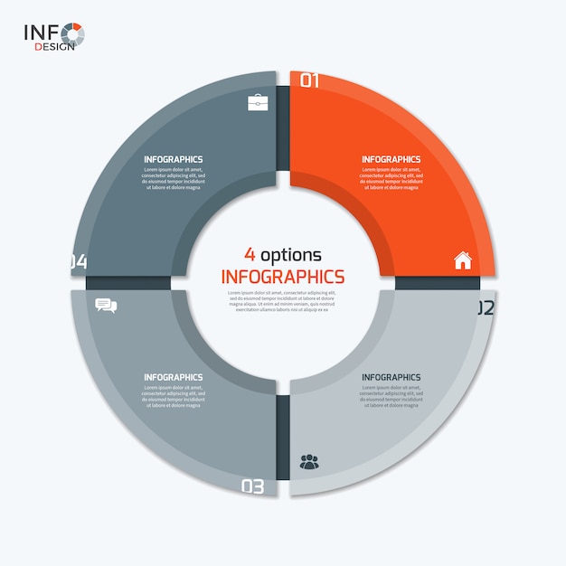 circle chart infographic template with four options