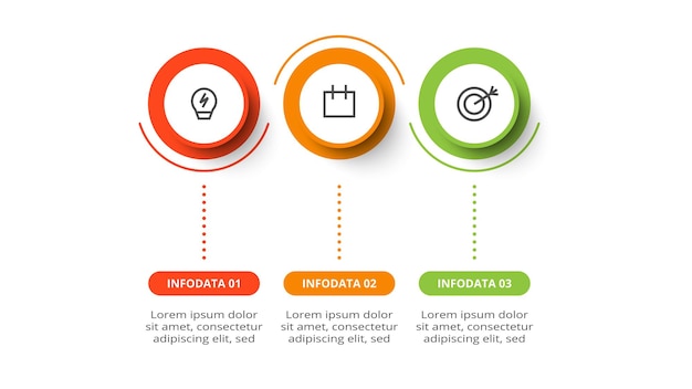 Circle concept for infographic with 3 steps options parts or processes Business data visualization