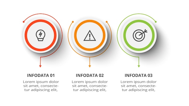 Circle concept for infographic with 3 steps options parts or processes Business data visualization