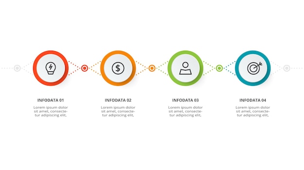 circle concept for infographic with 4 steps options parts or processes business data visualization