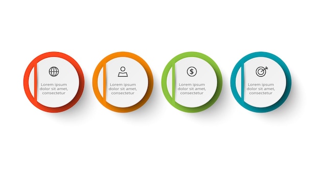Circle concept for infographic with 4 steps options parts or processes Business data visualization