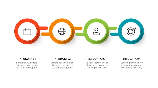 circle concept for infographic with 4 steps options parts or processes business data visualization