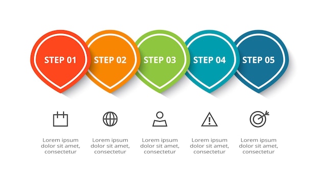 Circle concept for infographic with 5 steps options parts or processes Business data visualization