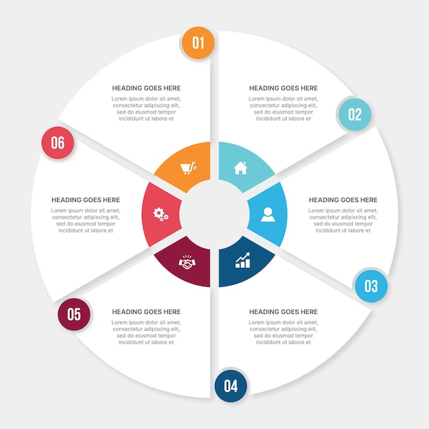 Circle Cycle Infographic Template Design With 6 Steps