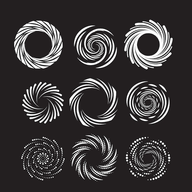 Circle design elements Set of spiral elements Spiral icon set Swirl helix gyre curl loop symbo