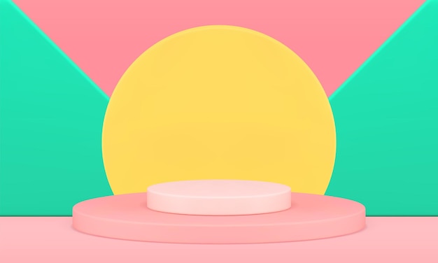 Circle display podium showcase form 3d background product performance scene realistic vector