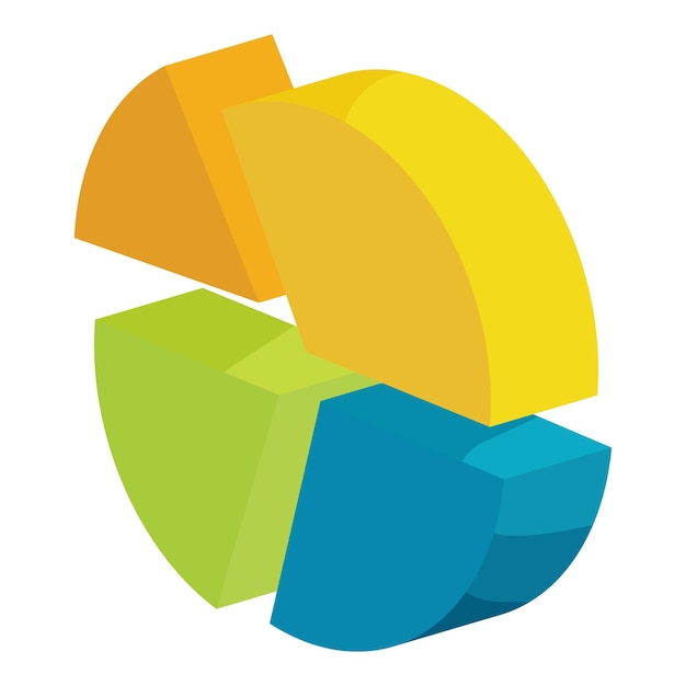 Circle divided into four parts icon Cartoon illustration of circle divided into four parts vector icon for web