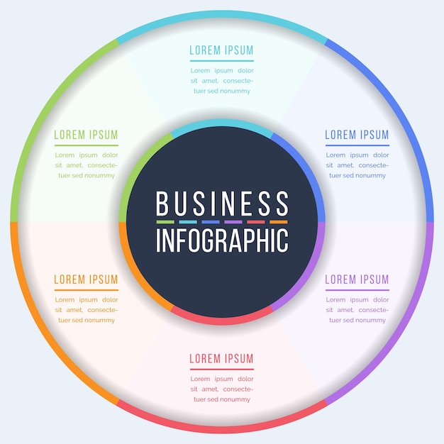 circle infographic design 6 steps objects elements or options information business circle template