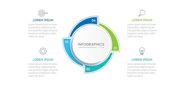 Circle infographic template with four steps or options process chart
