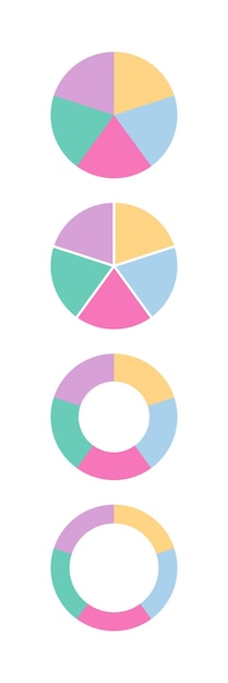 Circle loading template Circular progress bar with 5 segments 100 percent round pie chart