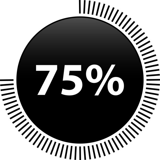 circle percentage 75 diagrams ready to use for web design, user interface (ui) or infographic