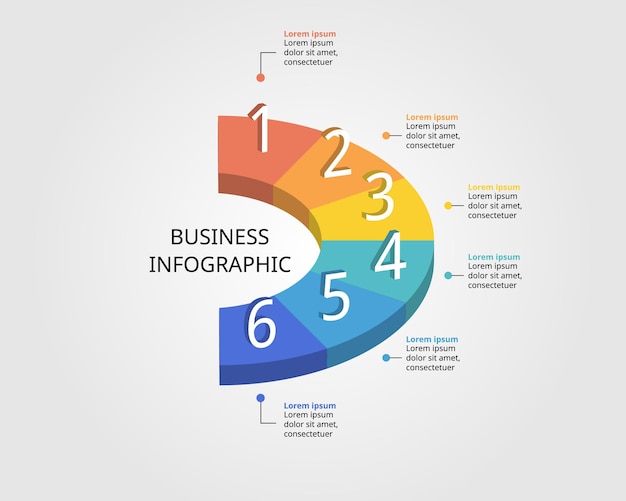 circle pie chart template for infographic for presentation for 6 element