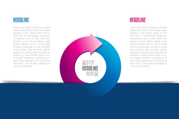 Circle round divided in two arrows infographic Template scheme diagram chart graph presentation.