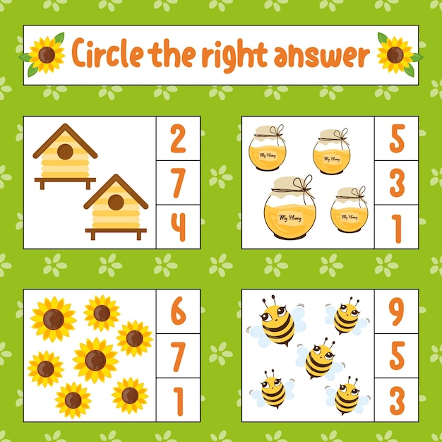 Circle the correct answer education worksheet development activity page with drawings game