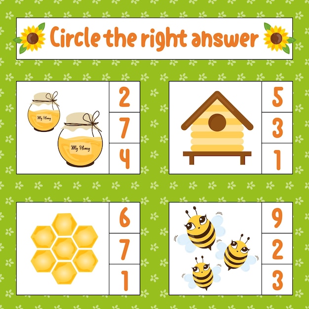 Circle the correct answer education worksheet development activity page with drawings game