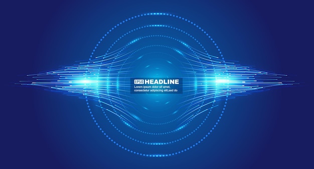 circle wire frame with opposite high speed ray network technology spatial sense background