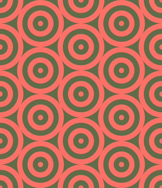 Circles Grid Vector Graphic Seamless Pattern With Red Green Colour Palette Funky Retro Style Art 1950s 1960s 1970s Repetitive Abstract Background Retro Trendy Old Fashioned Continuous Wallpaper