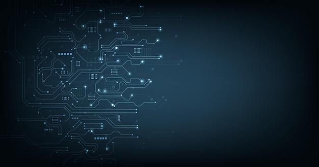 Circuit board blue technology backgroundVector abstract technology illustration Circuit board on dark blue backgroundHigh tech circuit board connection system concept