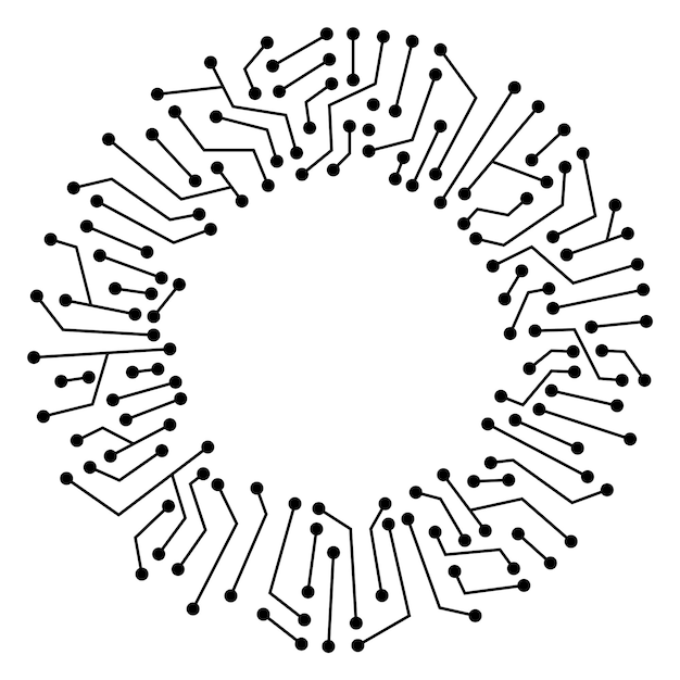 Circuit board circle frame abstract digital round frame hardware board and electronic motherboard