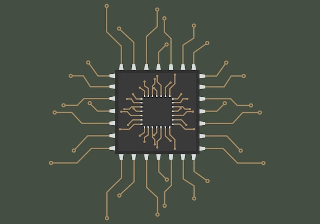 Circuit board with a microprocessor for a computer scheme vector illustration electronics