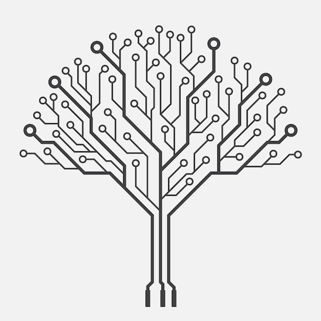 Circuit technology tree on white background Computer engineering hardware system
