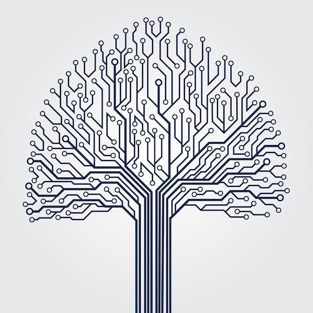 Circuit technology tree on white background