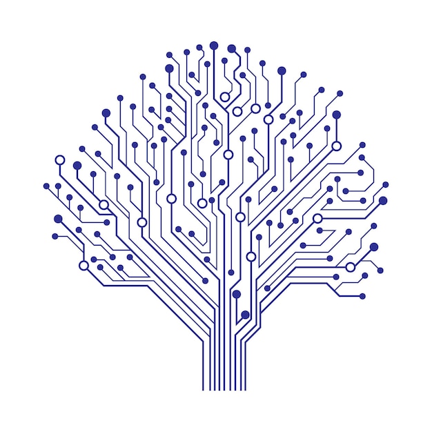 Circuit Technology Tree Vector Logo Icon