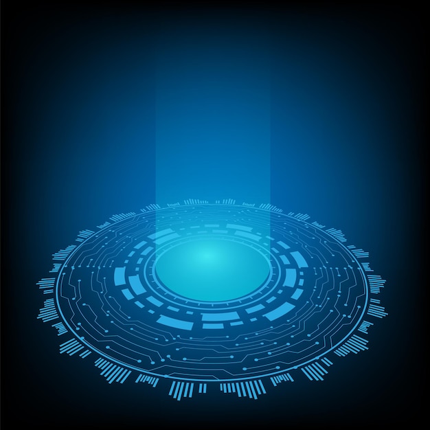 circular AI HUD hologram vector concept for future technology element background business screen