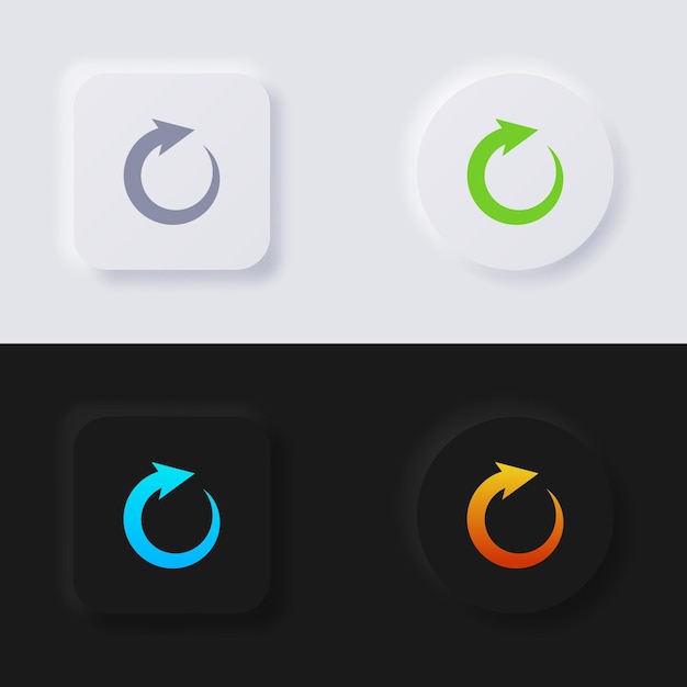 Circular arrow button icon Reload button Icon set Multicolor neumorphism button soft UI Design for Web design Application UI and more Button Vector