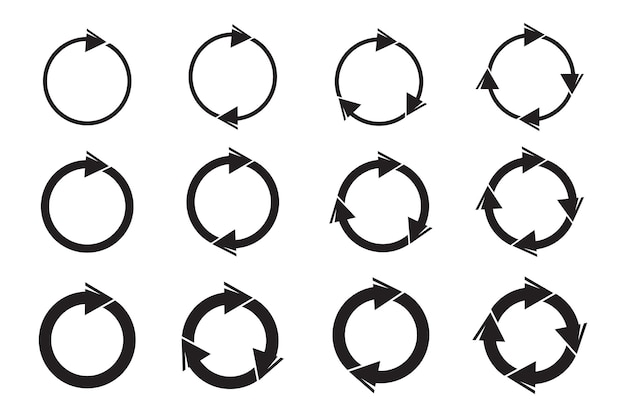 Circular arrows icon Rotating flow symbol Recycle arrow graphic Black vector design