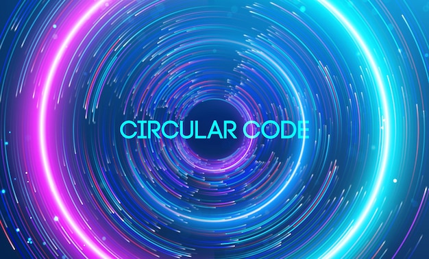 Circular code vibrant swirling neon lines and futuristic digital energy big data and data science