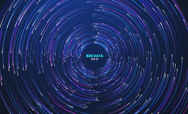 circular data swirl on dark blue technology background hurricane vortex concentric lines