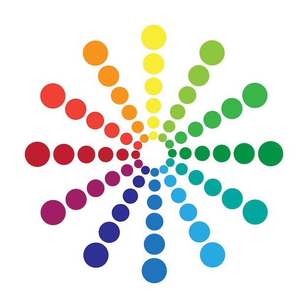 Circular palette of all colors of the rainbow on a white background Vector