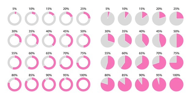 circular pink progress bar circle 100 percent loading template round pie chart schemes with sectors