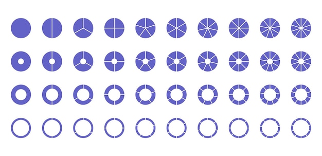 Circular structure chart Ring graph divided into pieces Blue circle section template Pie diagram
