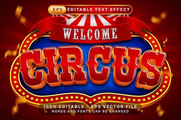 circus 3d text effect and editable text effect with tent and border show