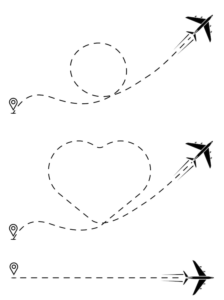 Vektör civil aircraft icon with dotted trail of movement along route airplane symbol for website vector i