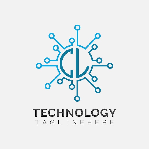 cl initial monogram for technology logo with circle style design