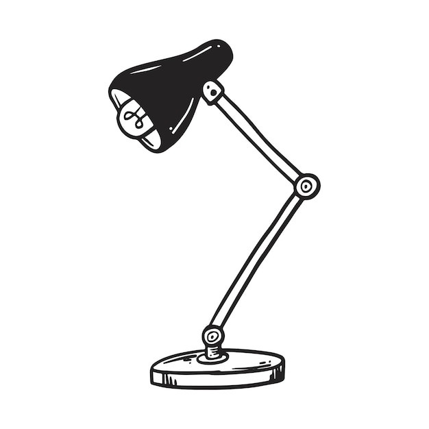 Classic Adjustable Desk Lamp vector illustration Black and white colors