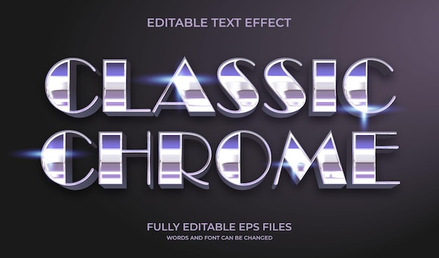 Classic chrome silver metallic 3d editable text effect