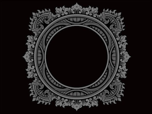 classic circle design with editable color vector engraving motif