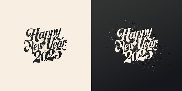 Classic font with the words happy new year 2025 For new year celebrations Premium vector unique and clean design