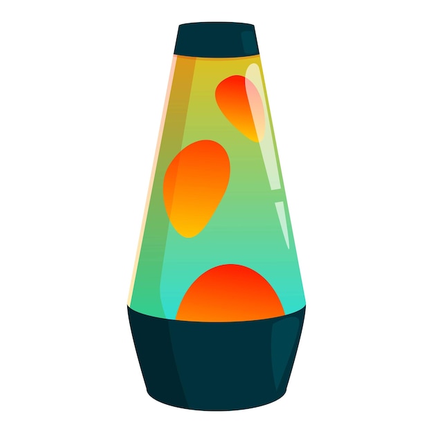 Classic lava lamp glowing with orange bubbles
