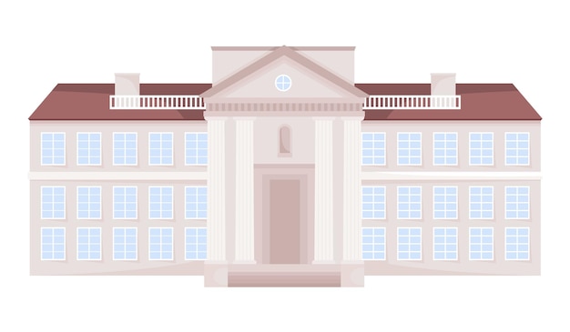Classic municipal building semi flat color vector object