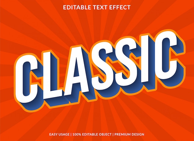 classic text effect template with 3d type style and bold text  